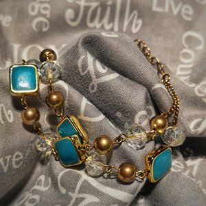 Faux turquoise and Crystal bracelet